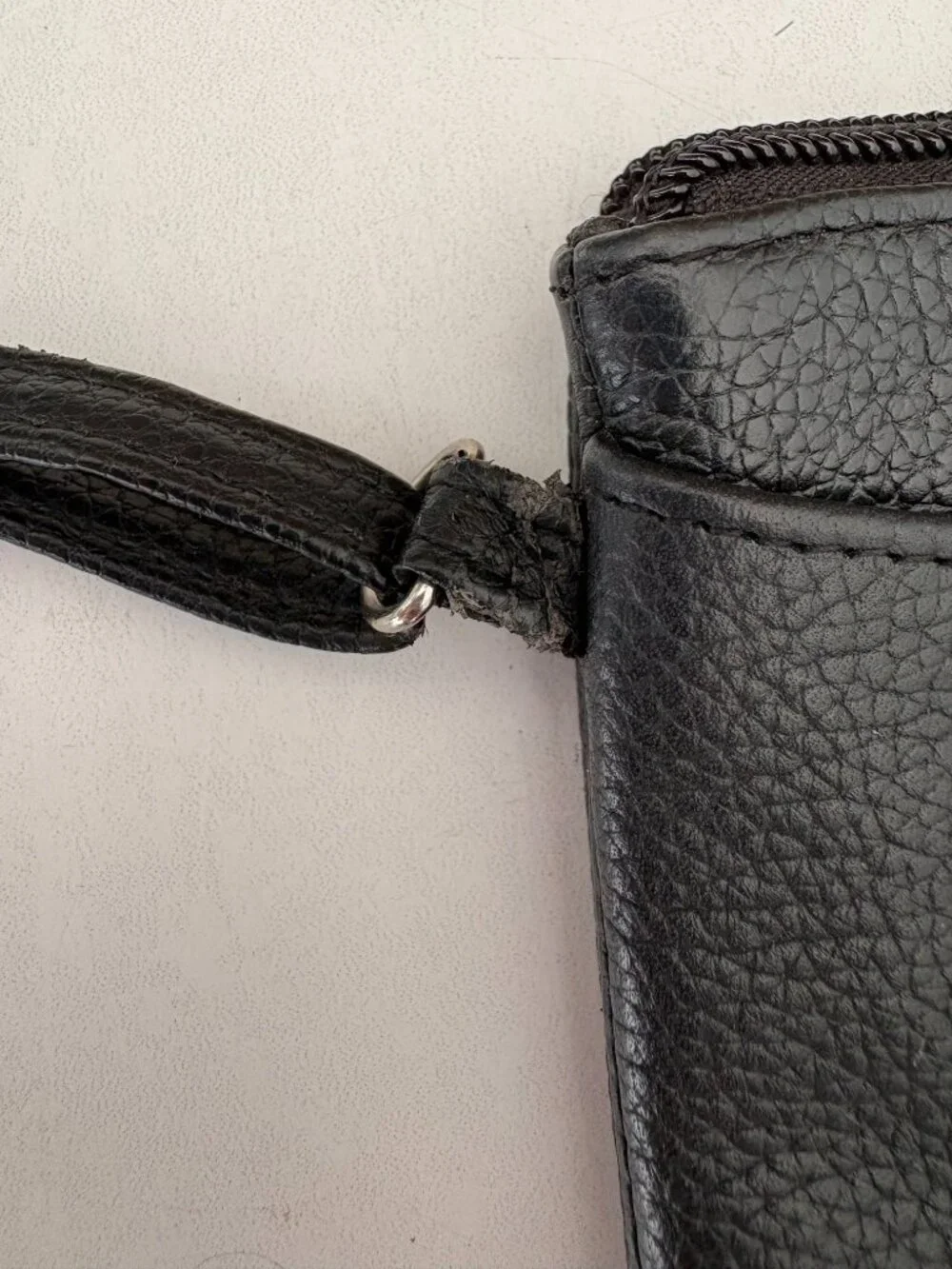 Giani Bernini Black Double zipper Leather Crossbody Bag Purse Adjustable strap